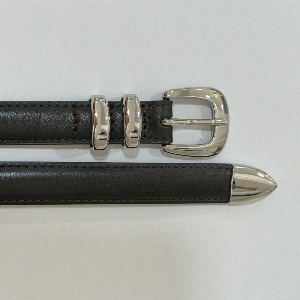 Elegant brown Leather Belt with Silver Buckle